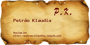 Petrás Klaudia névjegykártya